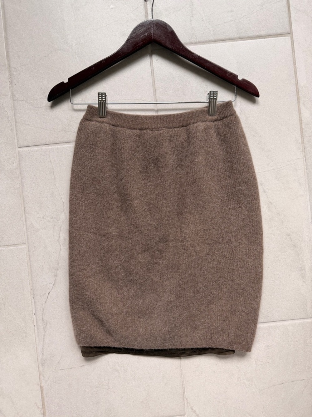 Taupe Wool Pencil Skirt